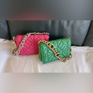 Two Zara chain bags - Pink and Green
